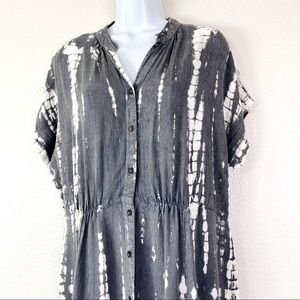 Sacred Threads Grey Tie Dye Button Front Maxi Dress Size S/M